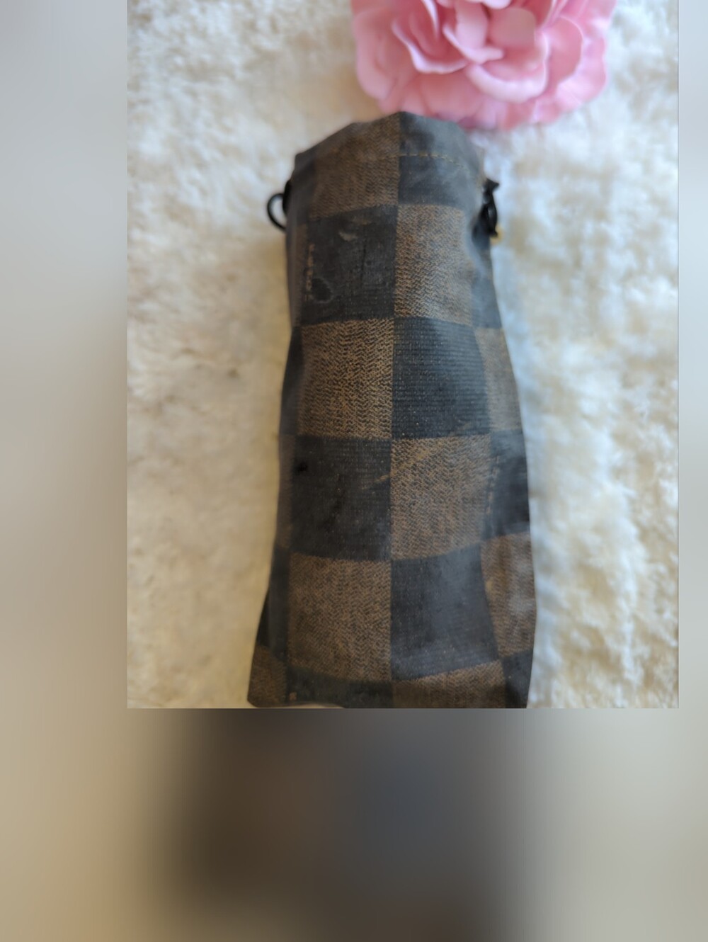 Fendi Vintage Brown and Black Checkered Drawstring Pouch For Phone Sunglasses - Picture 6 of 6